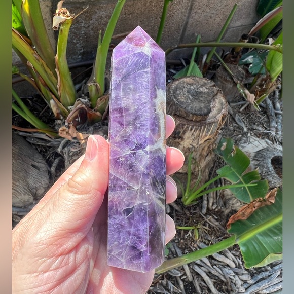 Chevron Amethyst Crystal Tower - Picture 3 of 11